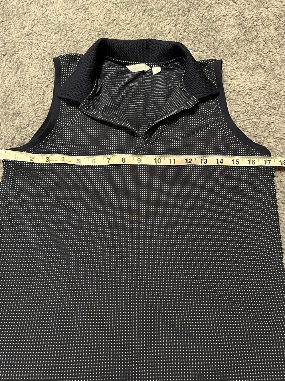 Lady Hagen Navy Knit Polo Top with White Stitch Detail - Picture 5 of 10